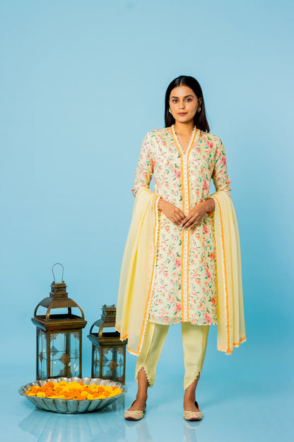 Ivory Kurta Set With Tulip Pants