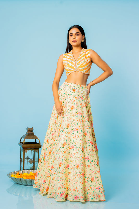 Ivory Lehenga Set