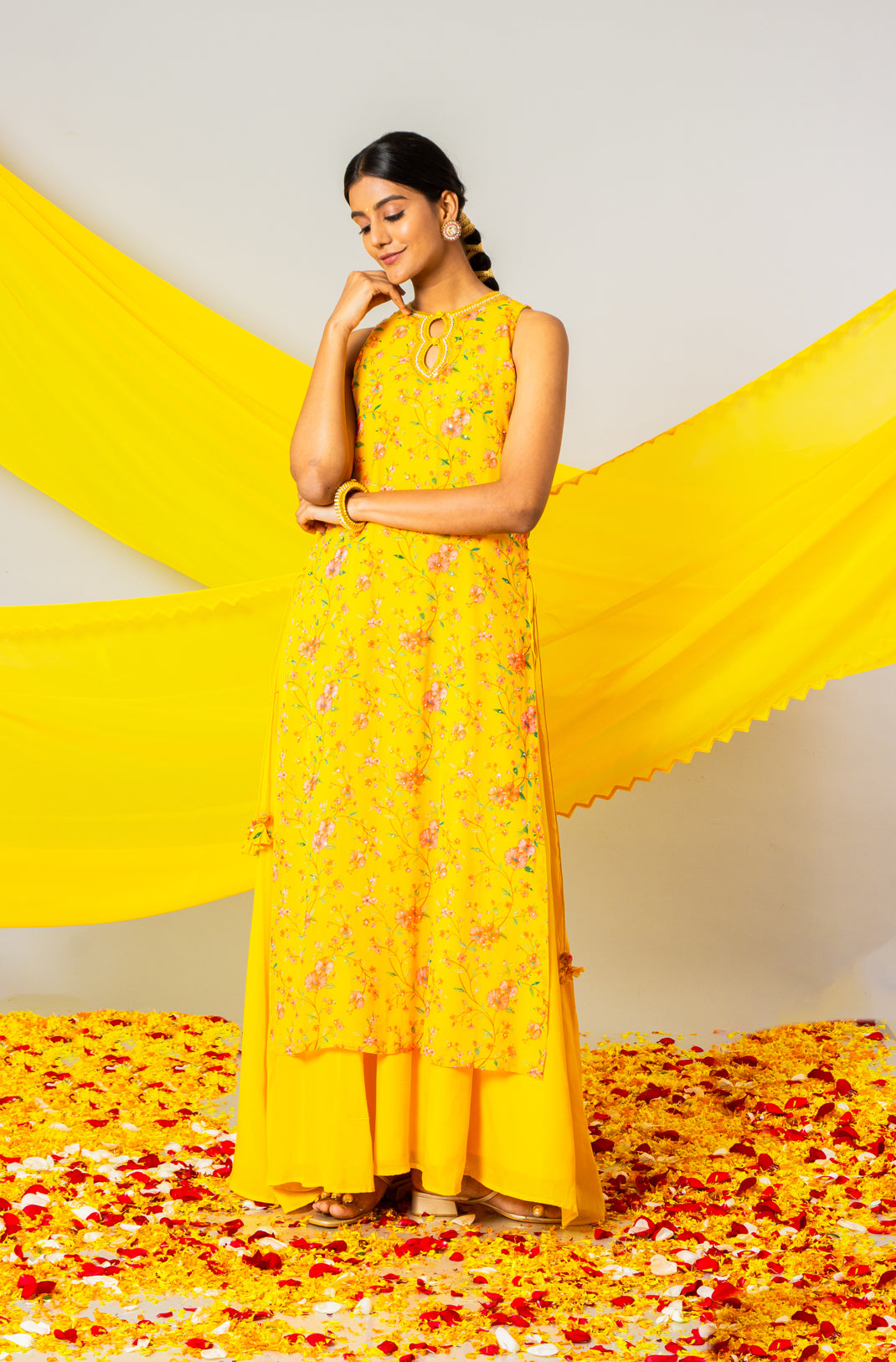 Sunshine Yellow Keyhole Dress Set