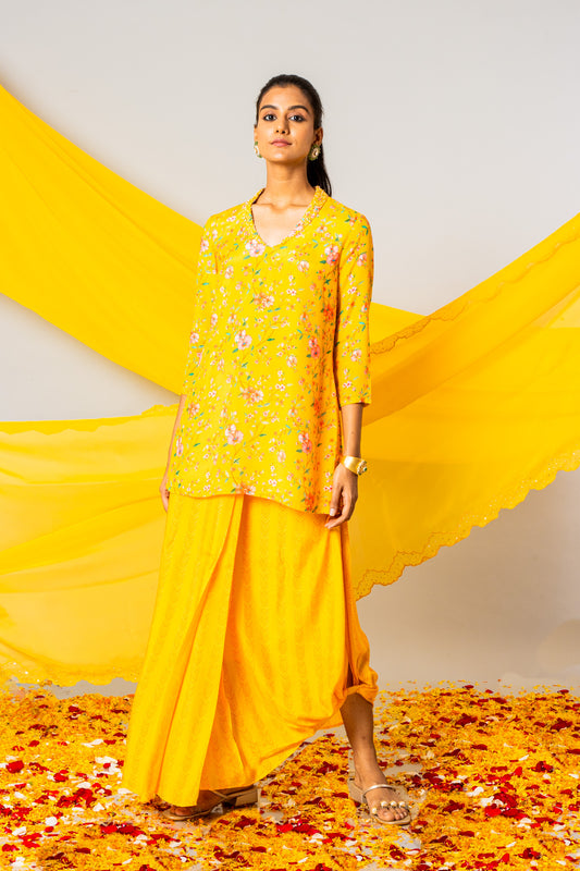 Sunshine Yellow Dhoti Set