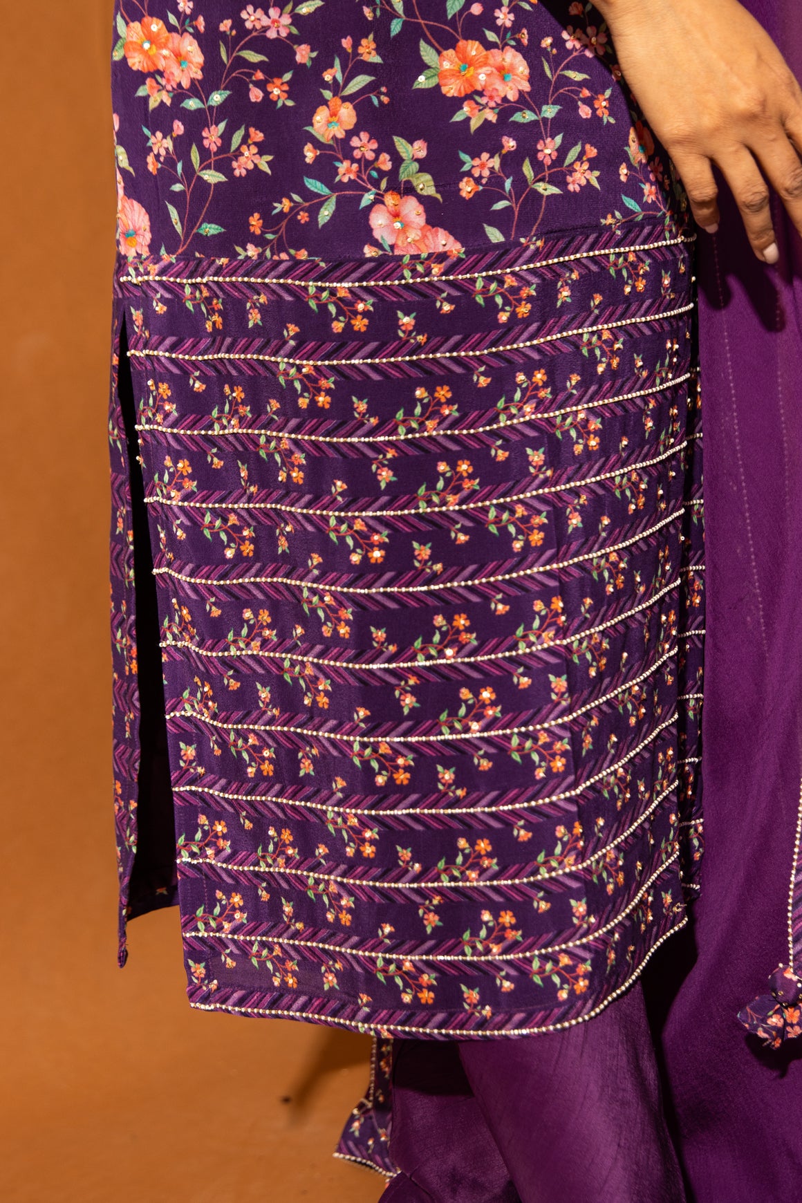 Iris Purple Fitted Kurta Set